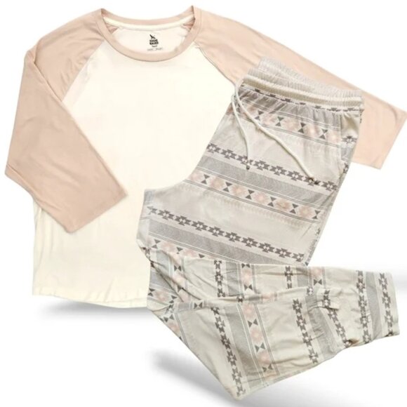 NWT Eddie Bauer Women’s Ultra Soft 2-Piece Sleep Pajama Lounge Set Tan Small - Picture 4 of 4